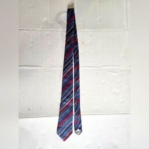 Christian Dior Vintage Silk Striped Blue and Red Men's Tie
